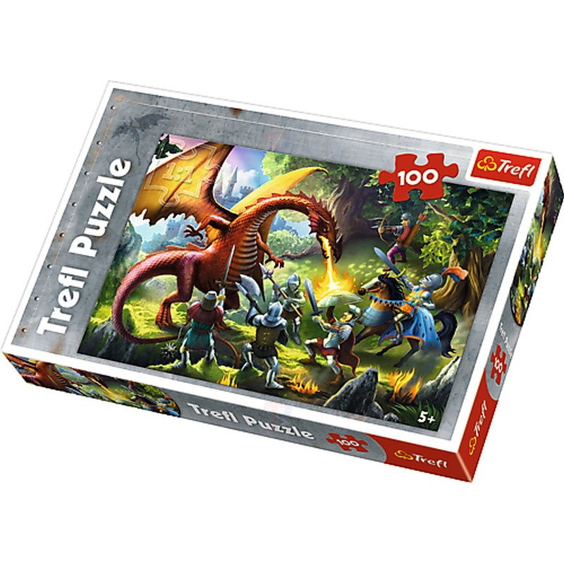 Trefl PUZZLE Rycerze SPOTKANIE ZE SMOKIEM 100el 1800223185 sklep
