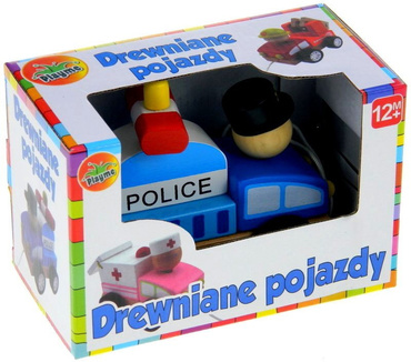 Playme DREWNIANY POJAZD POLICJA CIĄGACZ New