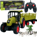 DUŻY TRAKTOR STEROWANY Z PRZYCZEPĄ 43CM RC CIĄGNIK ZWIERZĄTKA FARMA