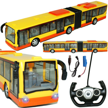 DUŻY AUTOBUS STEROWANY RC PRZEGUBOWY miejski LED Akumulator USB