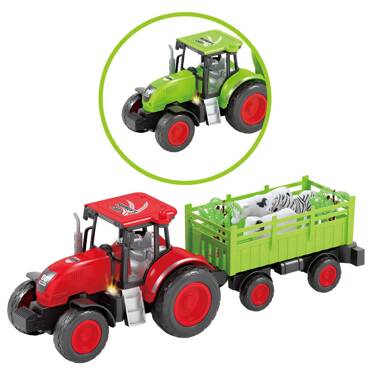 DUŻY TRAKTOR STEROWANY Z PRZYCZEPĄ 43CM RC CIĄGNIK ZWIERZĄTKA FARMA