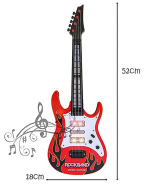 GITARA ELEKTRYCZNA ROCKOWA DLA DZIECI 4 STRUNY 53cm KOLOROWE ŚWIATŁO Madej