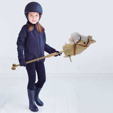 HOBBY HORSE KOŃ NA KIJU patyku GŁOWA KONIA odkręcany kij na kółkach DŹWIĘKI BEŻOWY