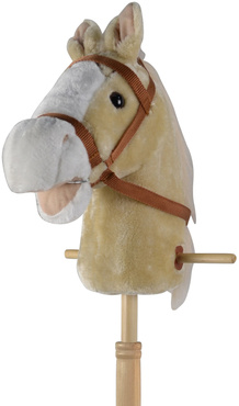 HOBBY HORSE KOŃ NA KIJU patyku GŁOWA KONIA odkręcany kij na kółkach DŹWIĘKI BEŻOWY