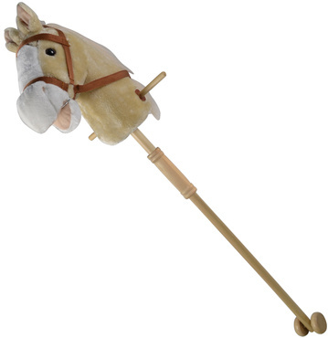 HOBBY HORSE KOŃ NA KIJU patyku GŁOWA KONIA odkręcany kij na kółkach DŹWIĘKI BEŻOWY