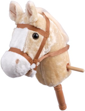 HOBBY HORSE KOŃ NA KIJU patyku GŁOWA KONIA odkręcany kij na kółkach DŹWIĘKI BEŻOWY