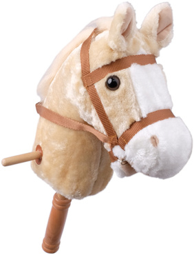 HOBBY HORSE KOŃ NA KIJU patyku GŁOWA KONIA odkręcany kij na kółkach DŹWIĘKI BEŻOWY