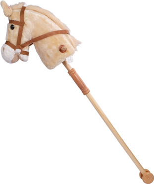 HOBBY HORSE KOŃ NA KIJU patyku GŁOWA KONIA odkręcany kij na kółkach DŹWIĘKI BEŻOWY