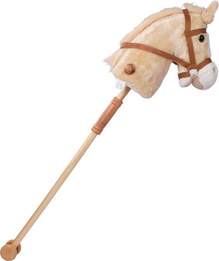 HOBBY HORSE KOŃ NA KIJU patyku GŁOWA KONIA odkręcany kij na kółkach DŹWIĘKI BEŻOWY