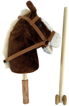 HOBBY HORSE KOŃ NA KIJU patyku GŁOWA KONIA odkręcany kij na kółkach DŹWIĘKI BRĄZOWY