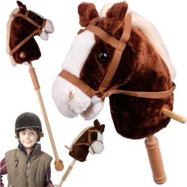 HOBBY HORSE KOŃ NA KIJU patyku GŁOWA KONIA odkręcany kij na kółkach DŹWIĘKI BRĄZOWY