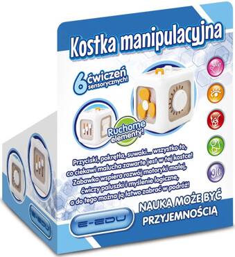 KOSTKA MANIPULACYJNA SENSORYCZNA edukacyjna centrum zabawy 6W1 E-EDU