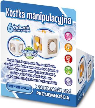 KOSTKA MANIPULACYJNA SENSORYCZNA edukacyjna centrum zabawy 6W1 E-EDU