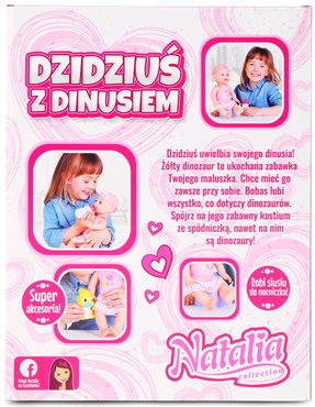 LALKA NATALIA DZIDZIUŚ Z DINUSIEM BUTELKA NOCNIK SIUSIA 33cm