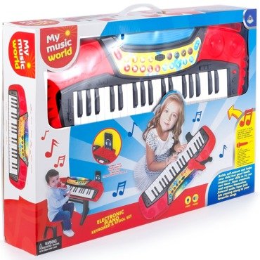 PIANINO KEYBOARD DLA DZIECI ORGANY 37 klawiszy MIKROFON STATYW STOŁEK MP3 