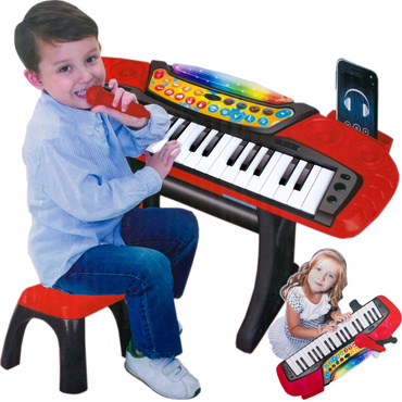 PIANINO KEYBOARD DLA DZIECI ORGANY 37 klawiszy MIKROFON STATYW STOŁEK MP3 