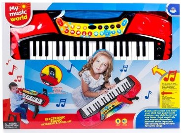 PIANINO KEYBOARD DLA DZIECI ORGANY 37 klawiszy MIKROFON STATYW STOŁEK MP3 