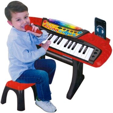 PIANINO KEYBOARD DLA DZIECI ORGANY 37 klawiszy MIKROFON STATYW STOŁEK MP3 