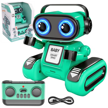 ROBOT ZDALNIE STEROWANY R/C NAGRYWA TAŃCZY ŚPIEWA ŚWIATŁO LED USB Miętowy