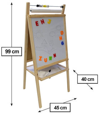 TABLICA KREDOWA MAGNETYCZNA DREWNIANA 5w1 PAPIER LICZYDŁO ZEGAR Akcesoria