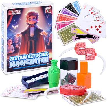 ZESTAW SZTUCZEK MAGICZNYCH 8 SZTUCZEK DLA DZIECI TRIKI REKWIZYTY ARTYK